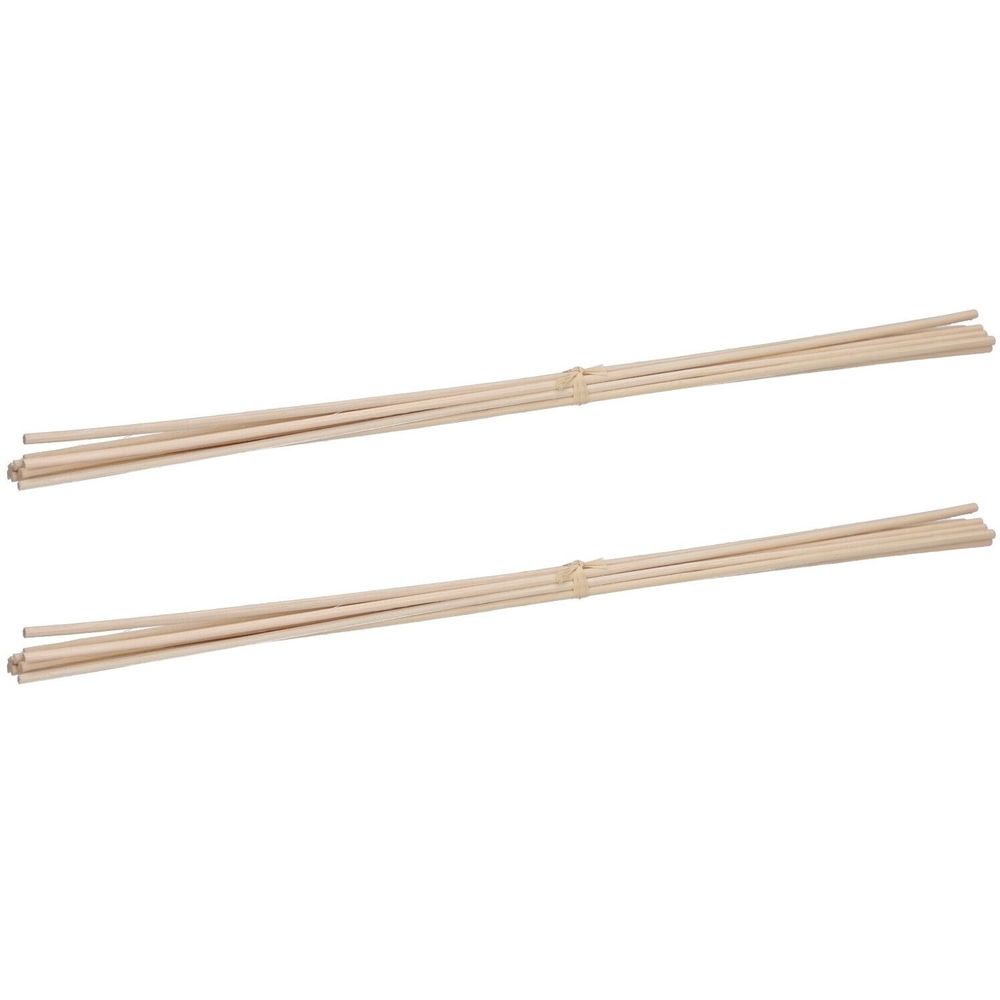 Zwei Bündel Holzstäbchen. Die Stäbchen sind hellbraun und an einem Ende gebündelt.