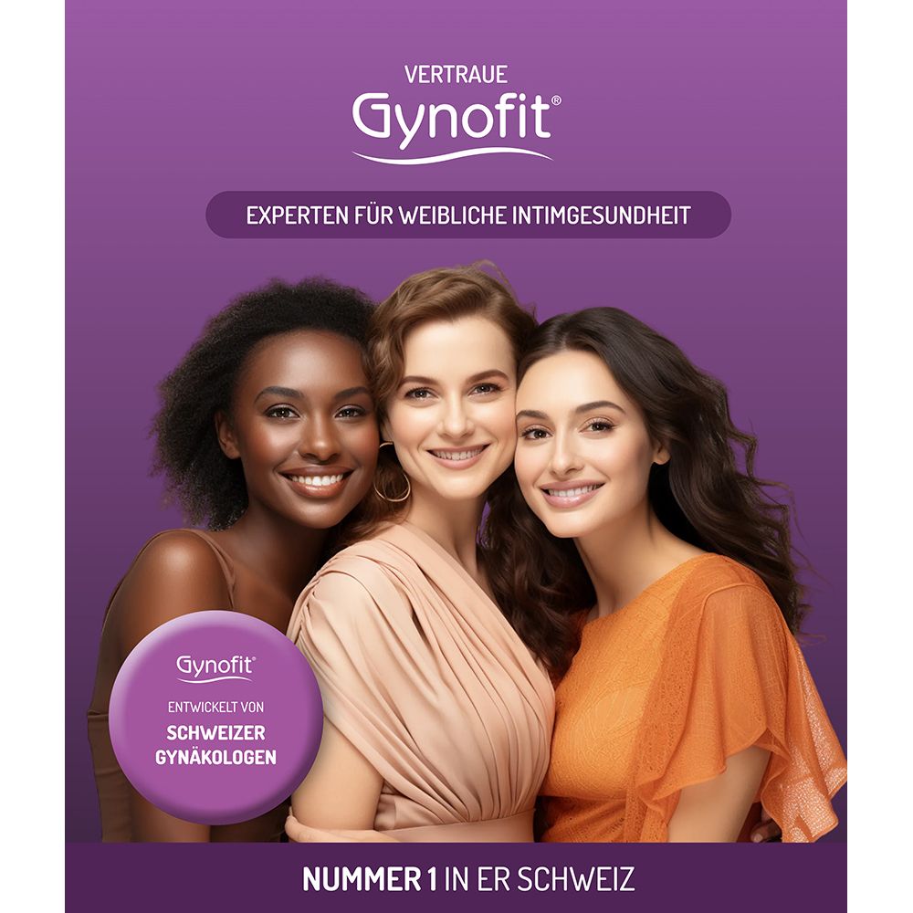Gynofit: Experten für weibliche Intimgesundheit. Drei lächelnde Frauen. Nummer 1 in der Schweiz.