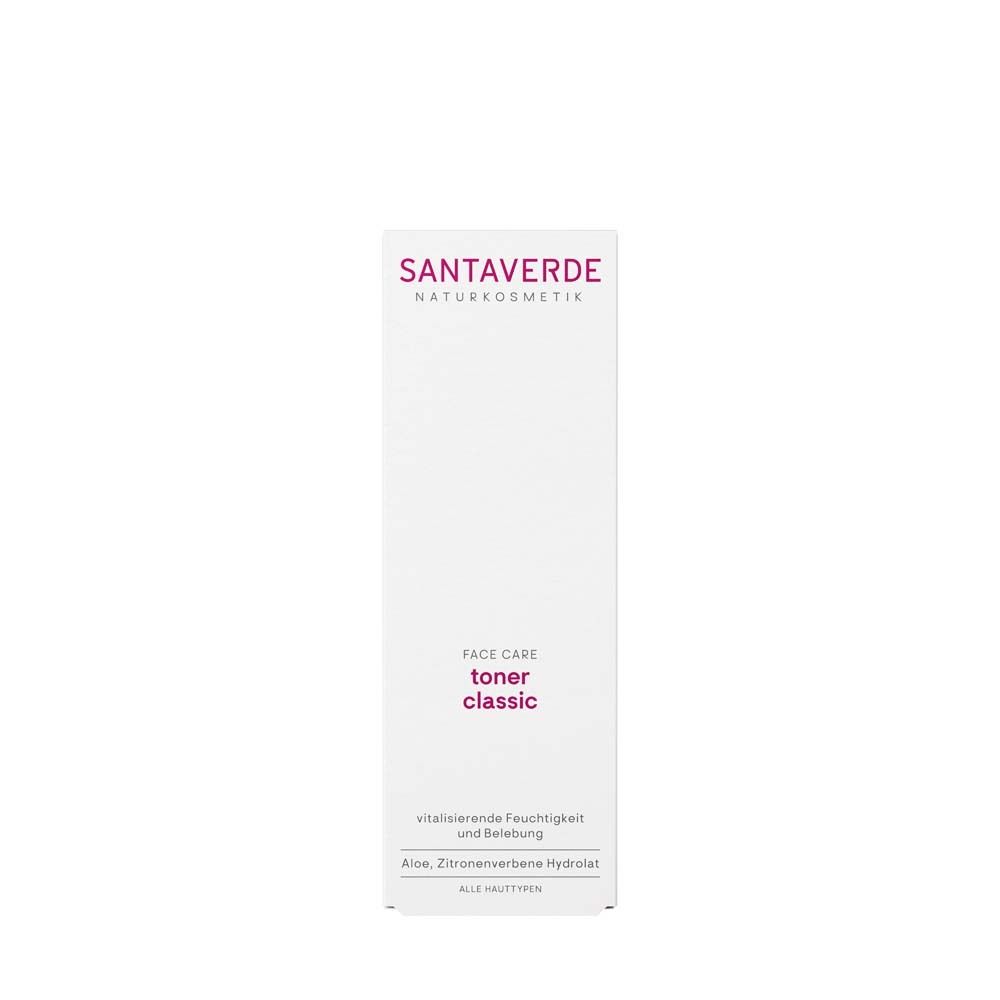 SANTAVERDE Aloe Vera Toner Classic. Emballage blanc avec nom du produit et logo.