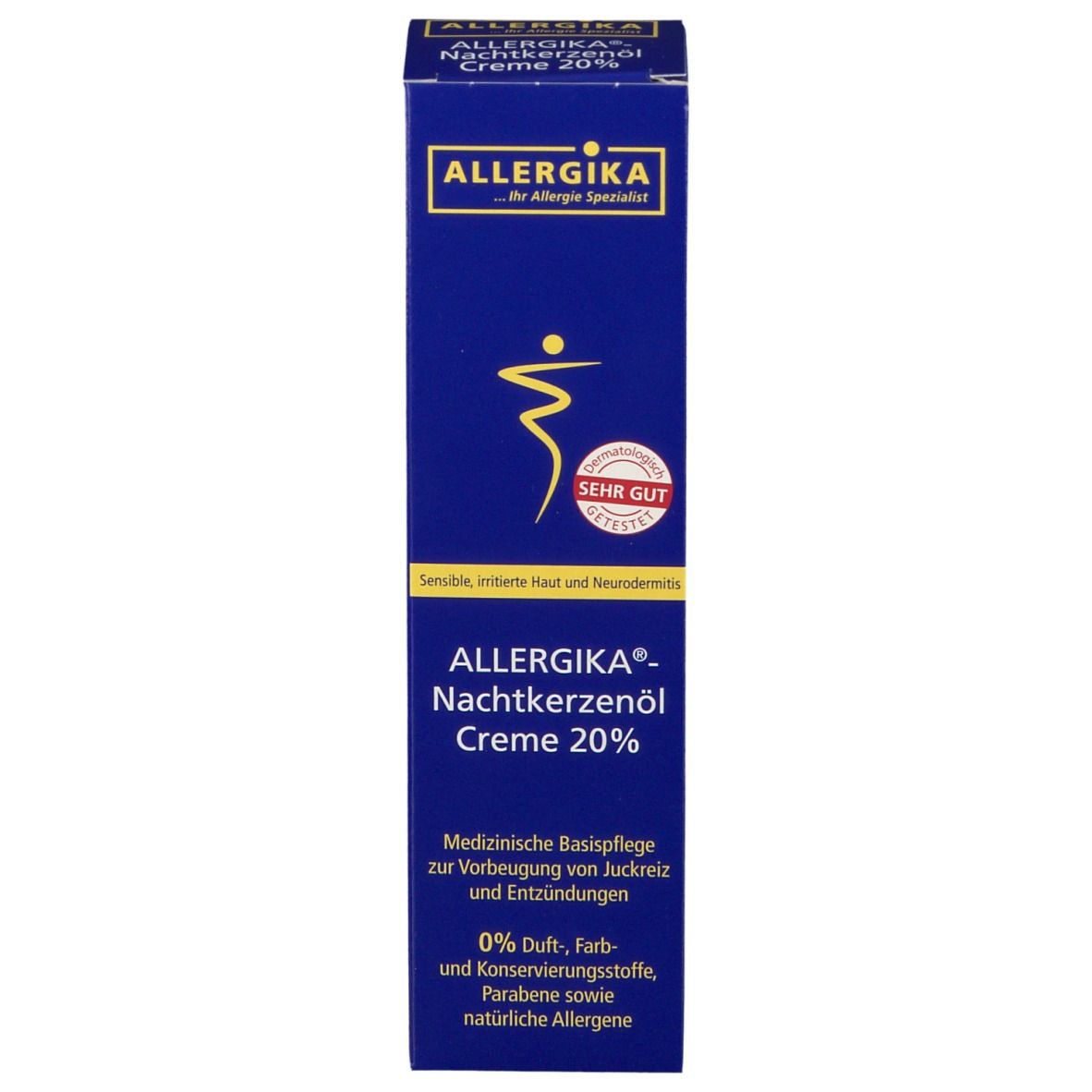 ALLERGIKA® Nachtkerzenölcreme 20% - Lokale Intensivpflege für sensible, irritierte, trockene, schuppige Haut zur Vorbeugung von Juckreiz, Trockenheit und Entzündungen