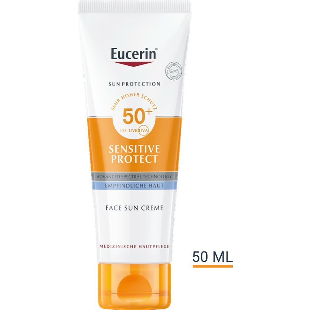 Eucerin® Sensitive Protect Face Sun Creme LSF 50+ – sehr hoher Sonnenschutz für trockene und empfindliche Gesichtshaut