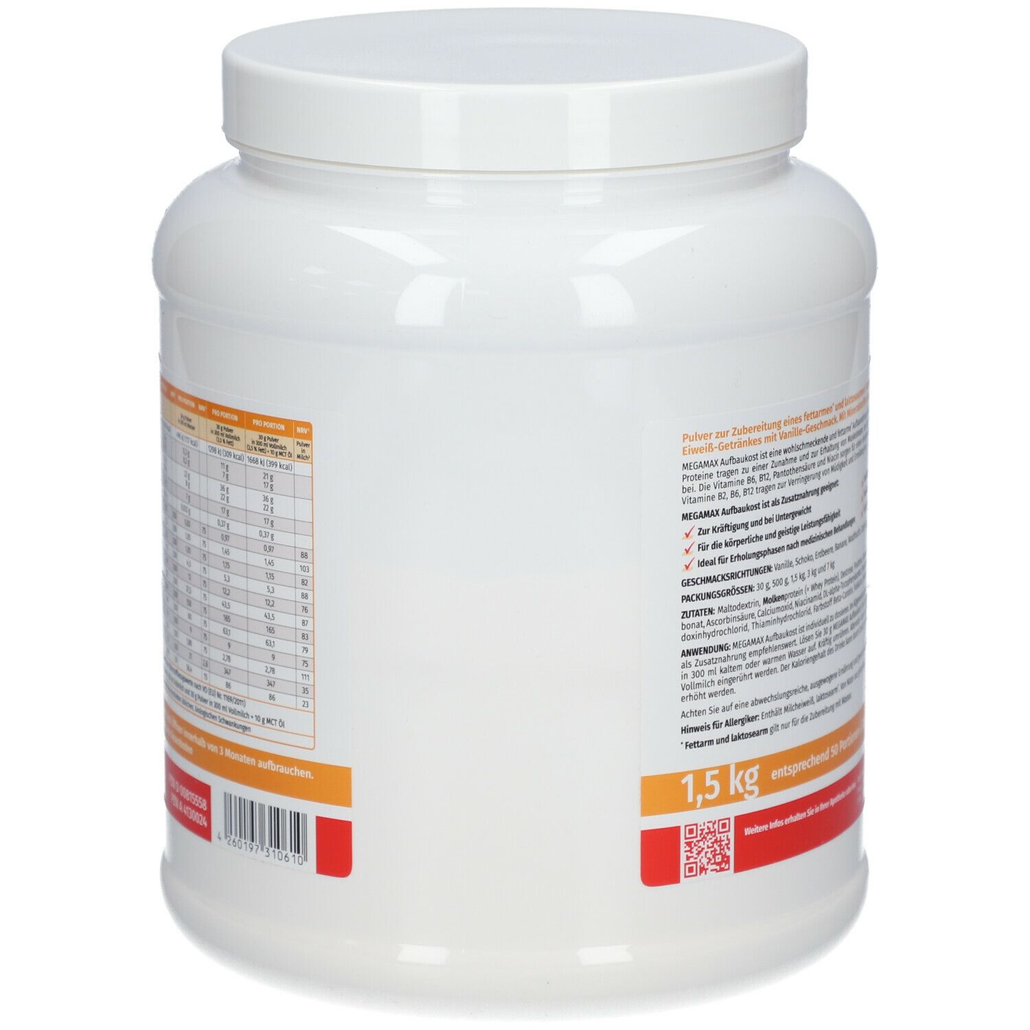 MEGAMAX® Fit & Vital Concentré de glucides et de protéines pour l'alimentation de base, goût vanille