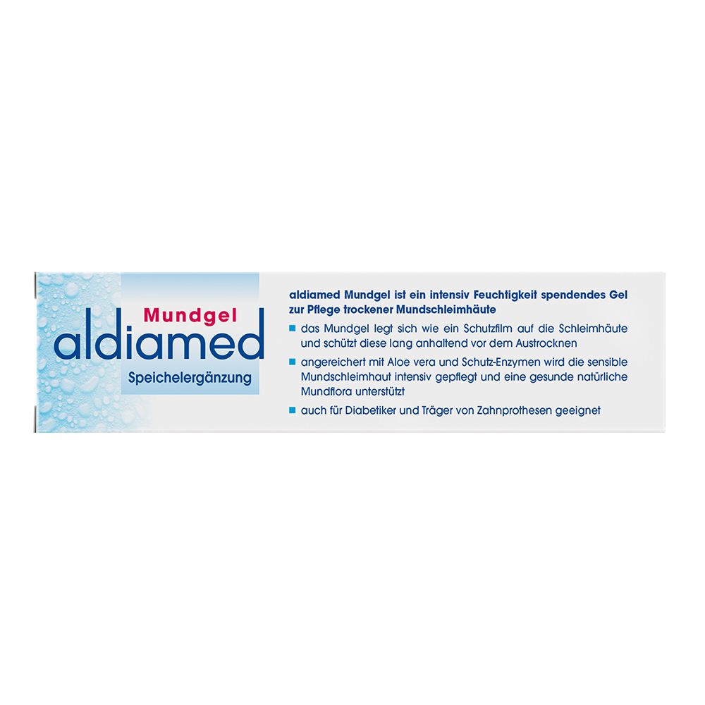 Boîte aldiamed Mundgel avec informations produit, 50g.