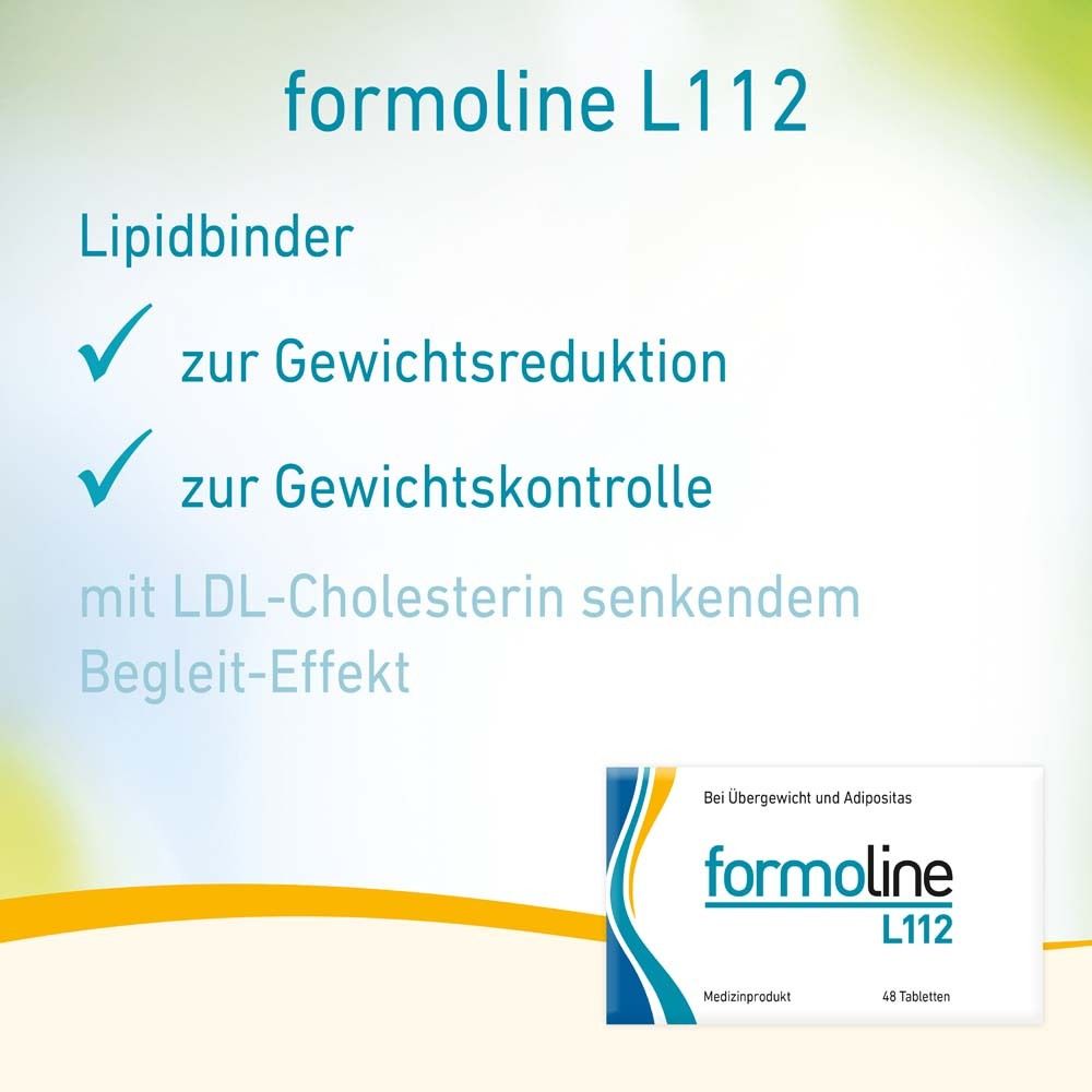 Text: formoline L112, Lipidbinder, zur Gewichtsreduktion, zur Gewichtskontrolle.