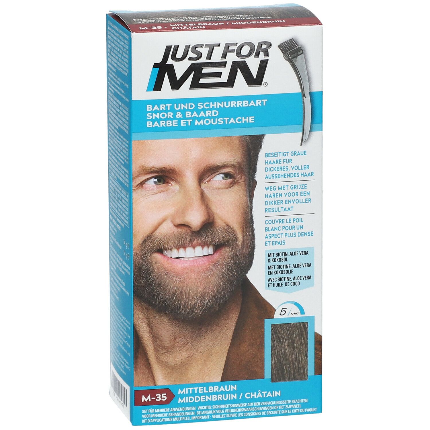 JUST FOR MEN® Pflege-Brush-In-Color-Gel mittelbraun