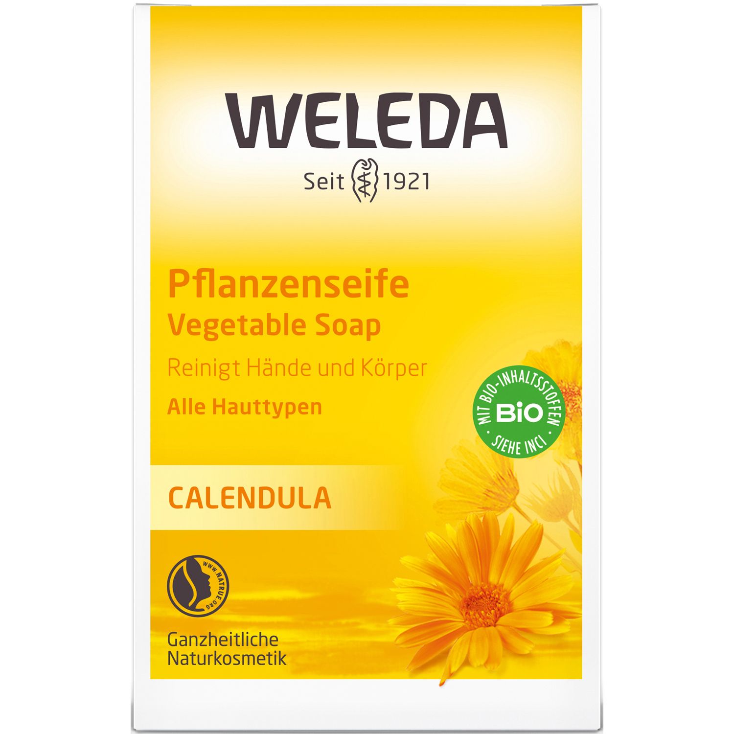 Weleda Calendula Pflanzenseife - reinigt besonders mild, für zarte und empfindliche Haut geeignet