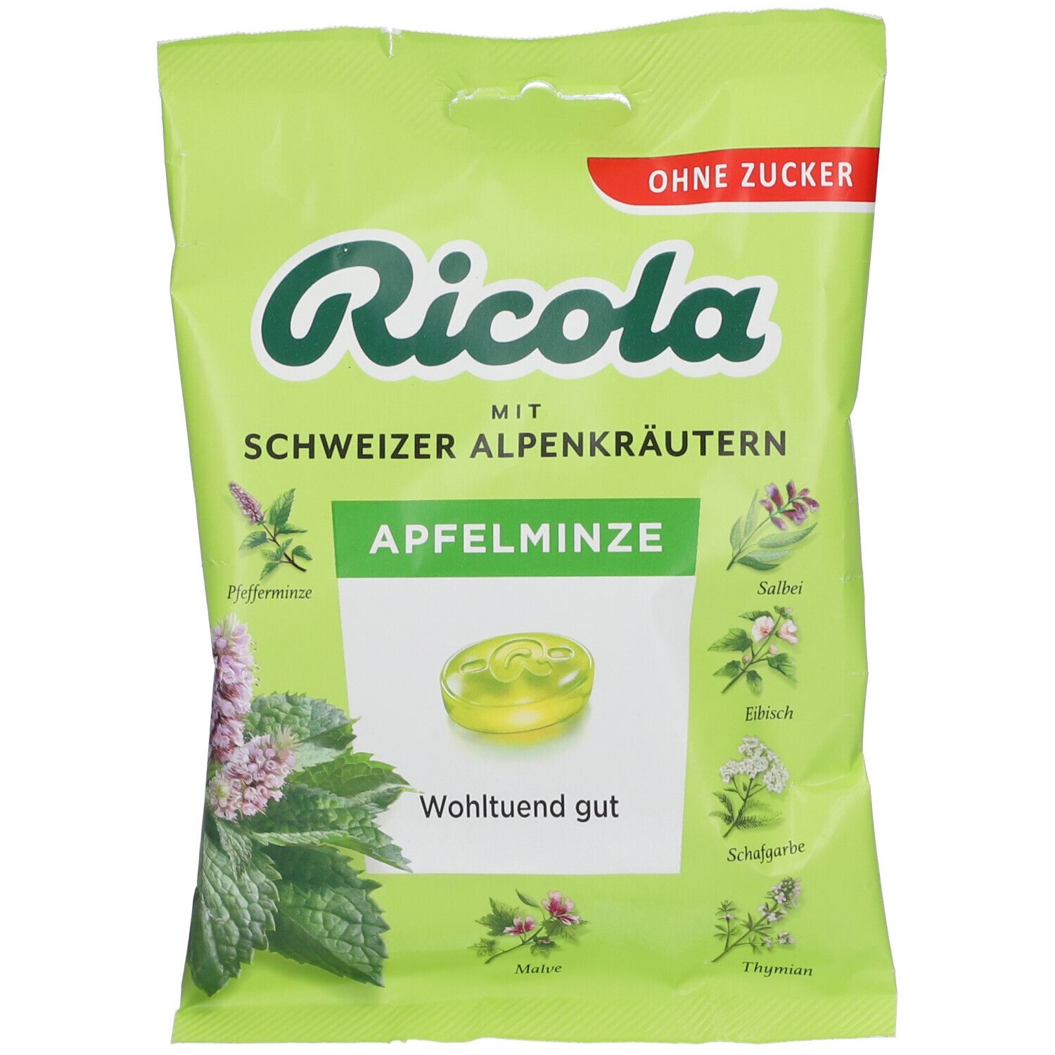 Ricola® Schweizer Kräuterbonbons Apfelminze ohne Zucker 75 g Redcare