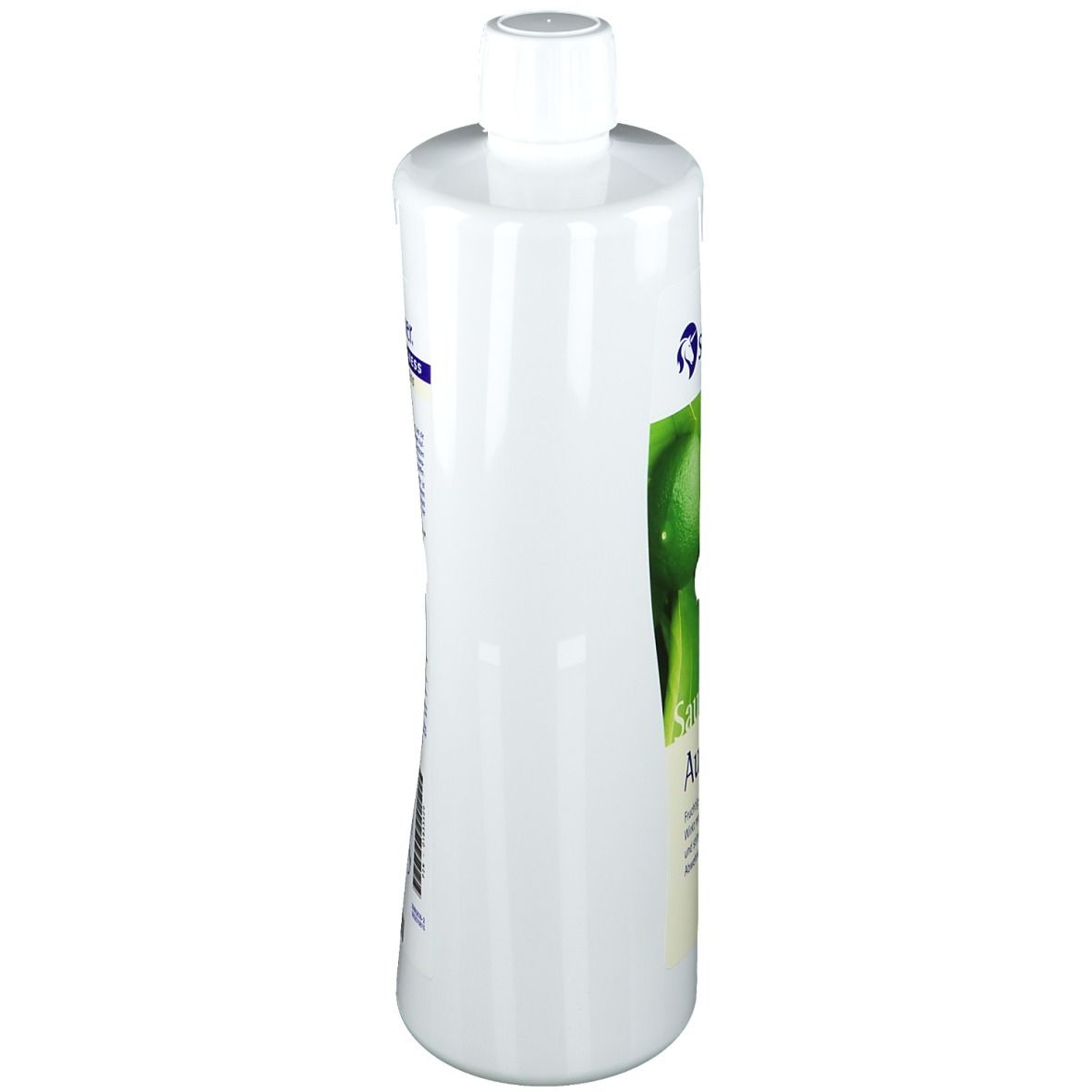 Flacon blanc, vue latérale. Étiquette partiellement visible. Marque : Spitzner Wellness Sauna.