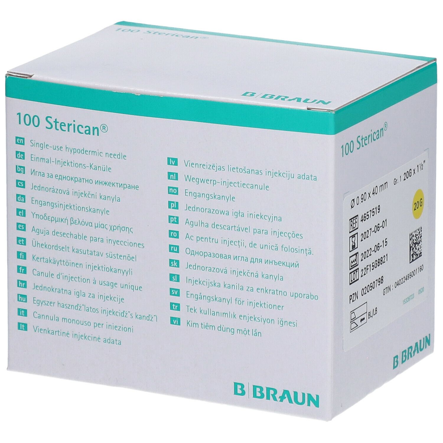 Sterican® Standardkanüle Gr. 1 G20 x 1 1/2 Zoll 0,90 x 40 mm gelb
