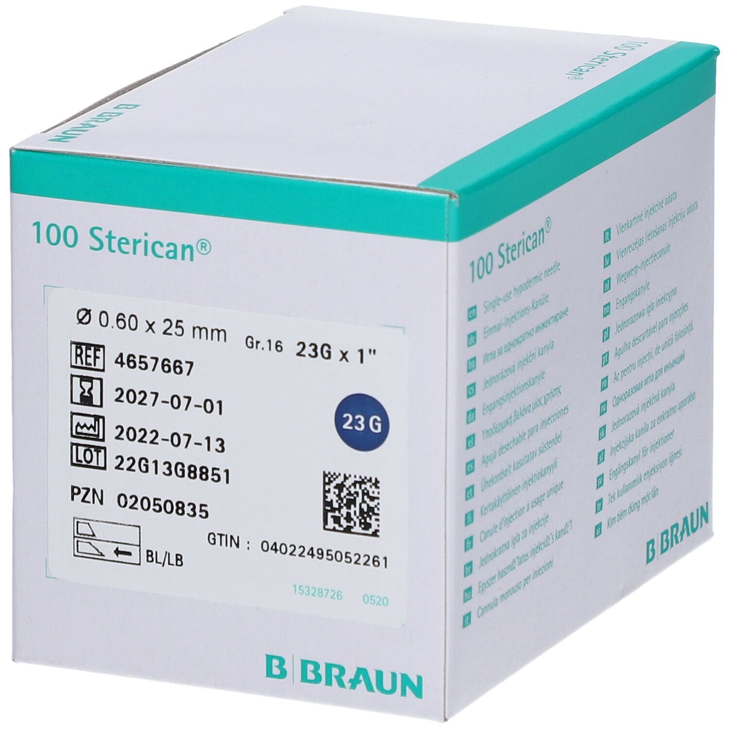 Sterican® Canule standard Gr. 16 G23 x 1 Zoll 0,60 x 25 mm bleu
