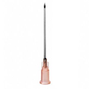 Aiguille d'injection rose. Aiguille métallique avec base rose.