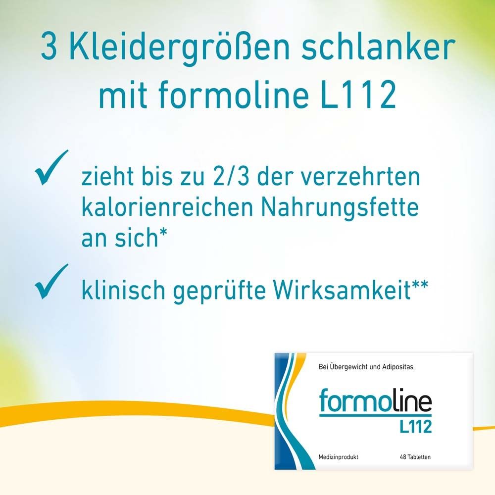 Graphique avec informations sur formoline L112. 3 tailles de vêtements plus minces. Efficacité cliniquement prouvée.