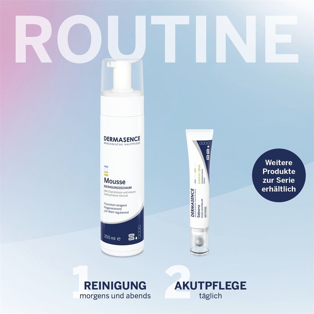 Dermasence Routine: Reinigungsmousse (200 ml) und Akutpflege-Tube. Für die tägliche Anwendung.