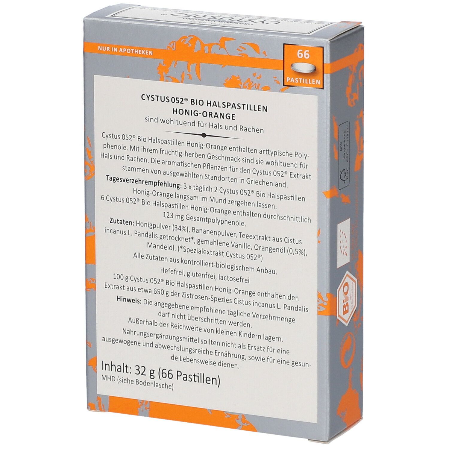 Dr. Pandalis Cystus 052® Bio Halspastillen – Honig-Orange