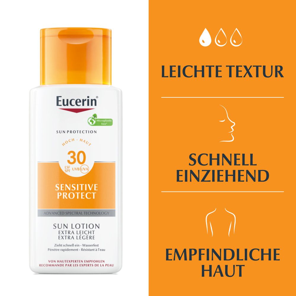Eucerin® Sensitive Protect Sun Lotion Extra Light LSF 30 – hoher Sonnenschutz pflegt empfindliche Haut