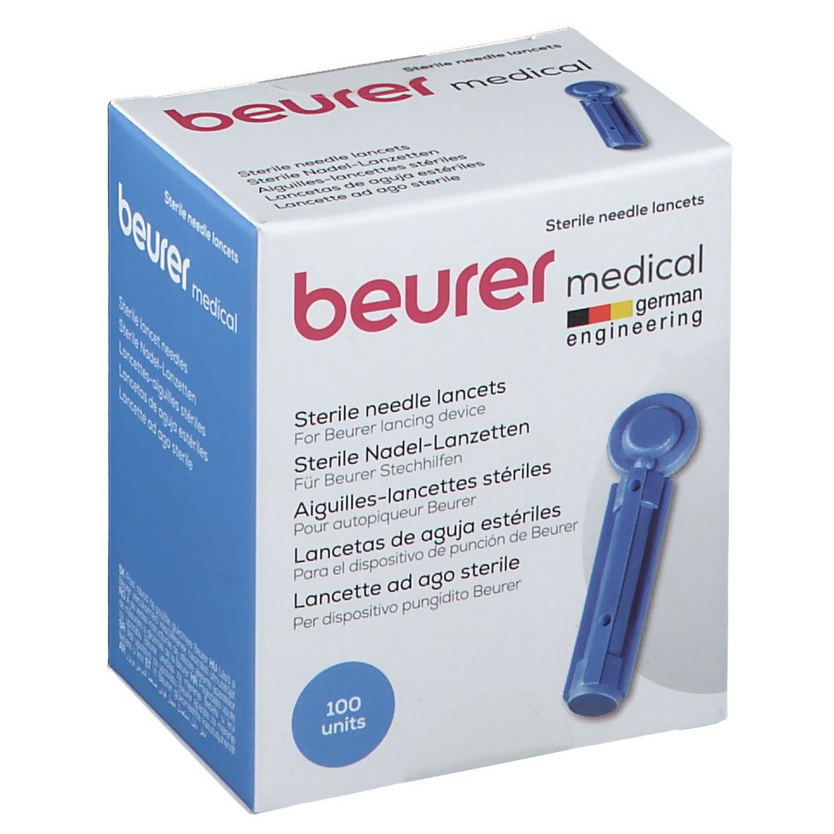 Lancettes De Sécurité Beurer 100 Pièces - Stériles, 2,2 Mm - Réf. 457.41 - Pour Glycémie