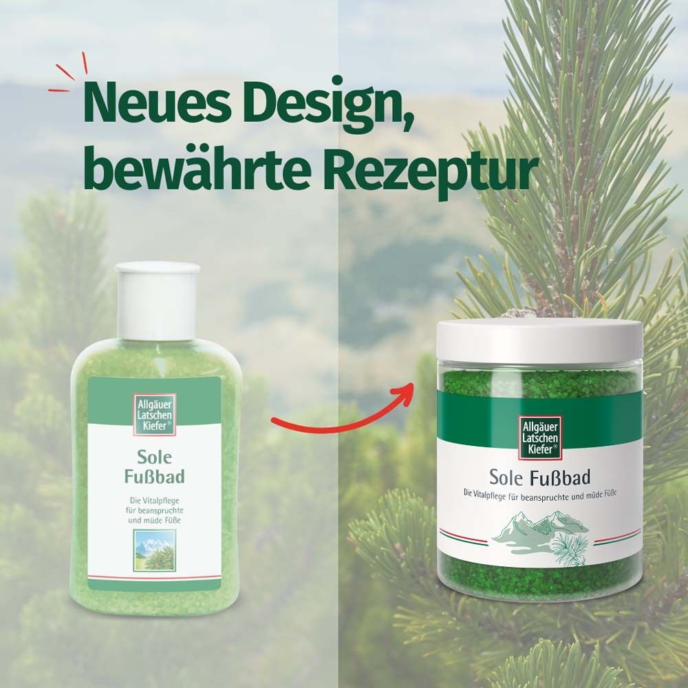 Comparaison : bouteille et pot de sels de bain. Texte : Nouveau design, recette éprouvée.