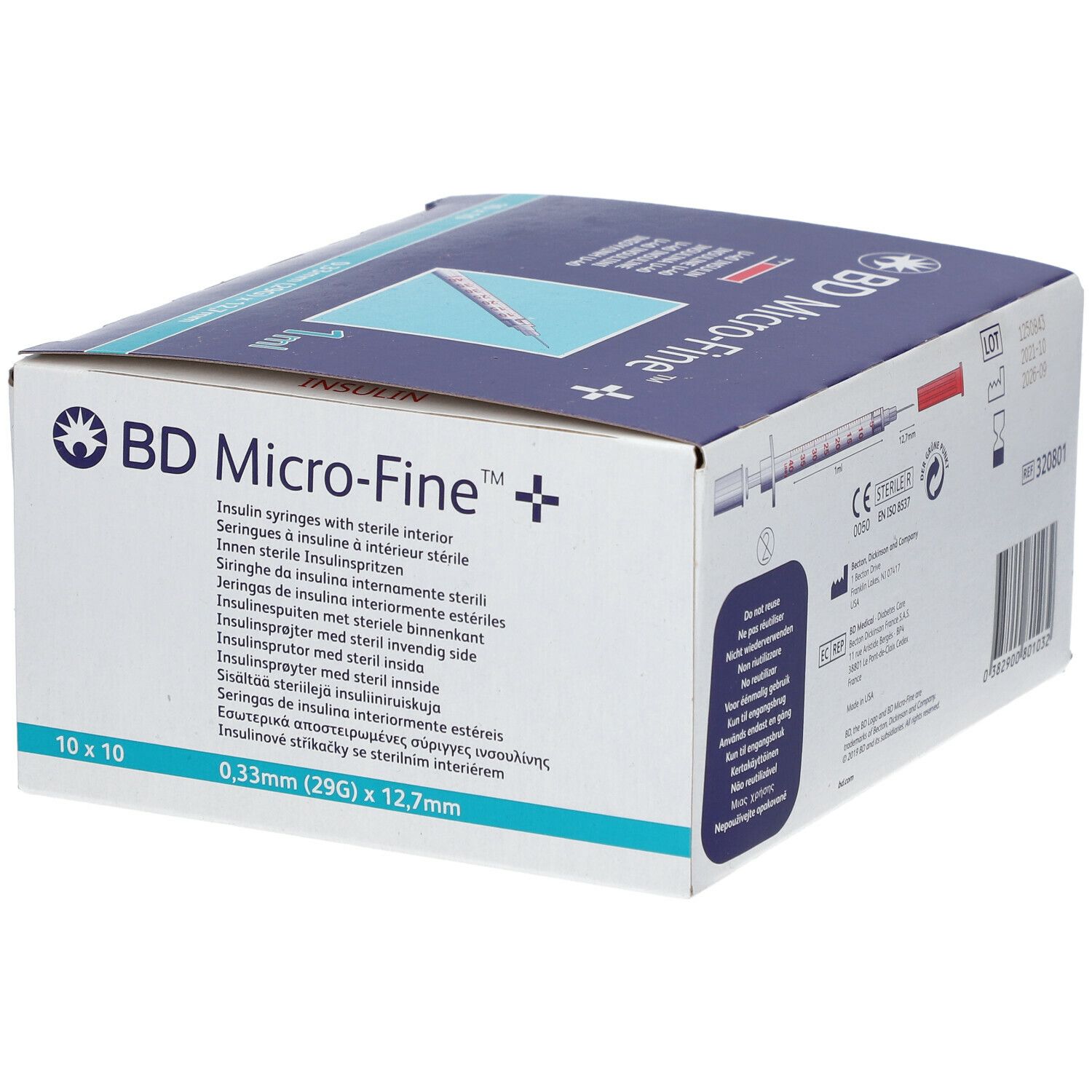 BD Micro-Fine™+ U 40 Seringues à insuline 12,7 mm