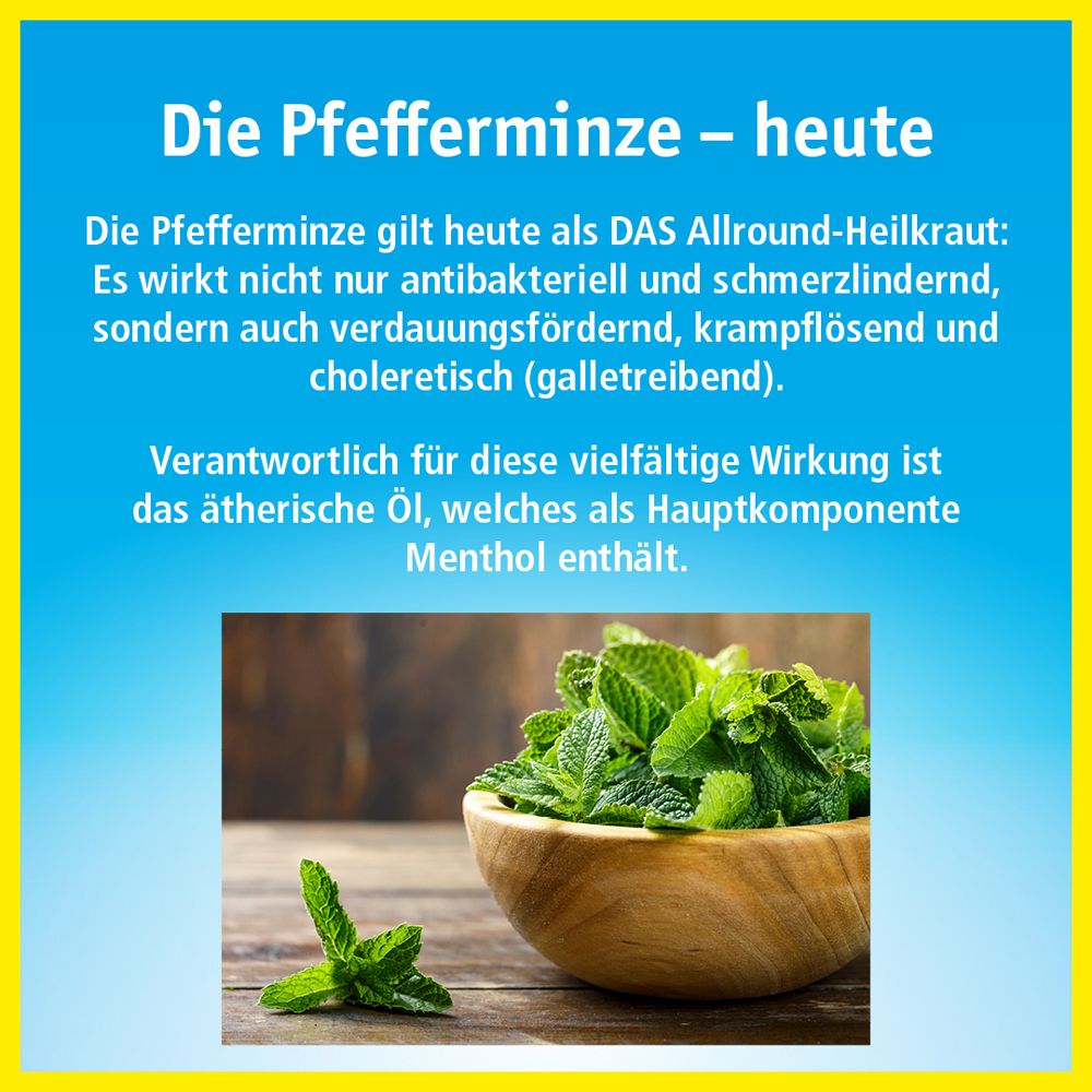 China-Oel® bonbons pour la gorge et la gorge. Emballage avec logo et nom du produit. Bonbons individuels visibles.