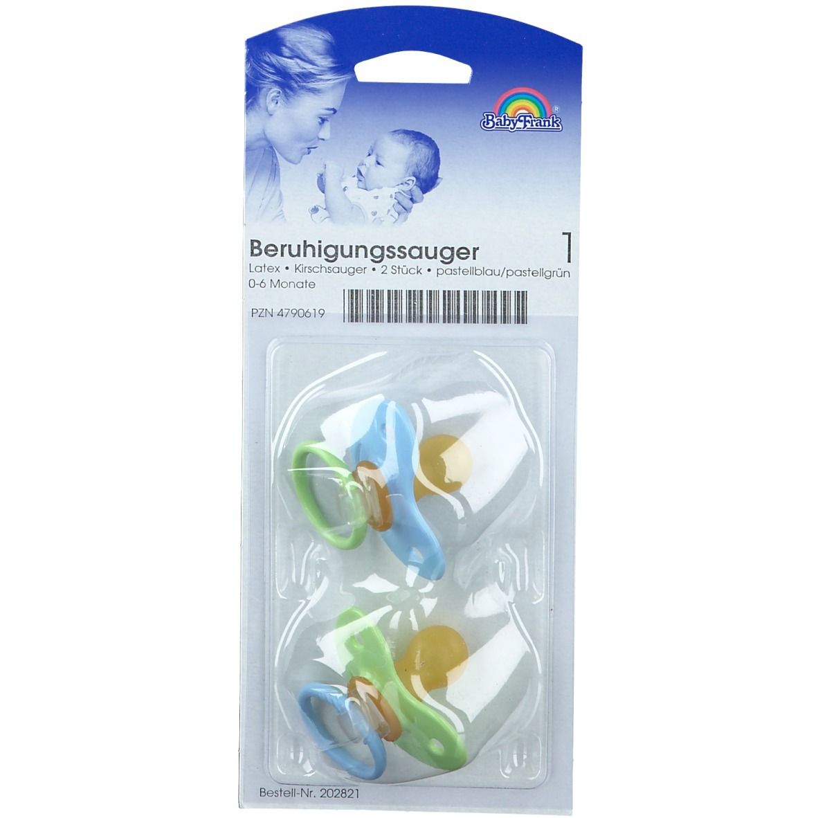 BABY-FRANK® Tétines latex 0-6 mois bleu/vert