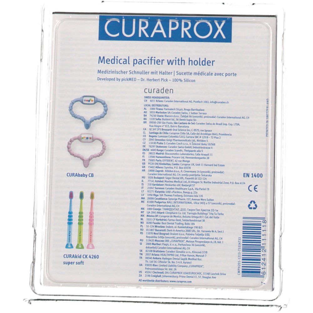 Curaprox® CMPH 201 Sucette médicale 7 Mois + Titulaire