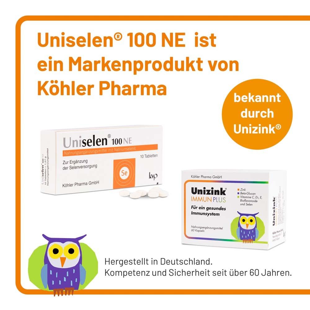 Vergleich von Uniselen® 100 NE und Unizink®. Beide Produkte von Köhler Pharma.