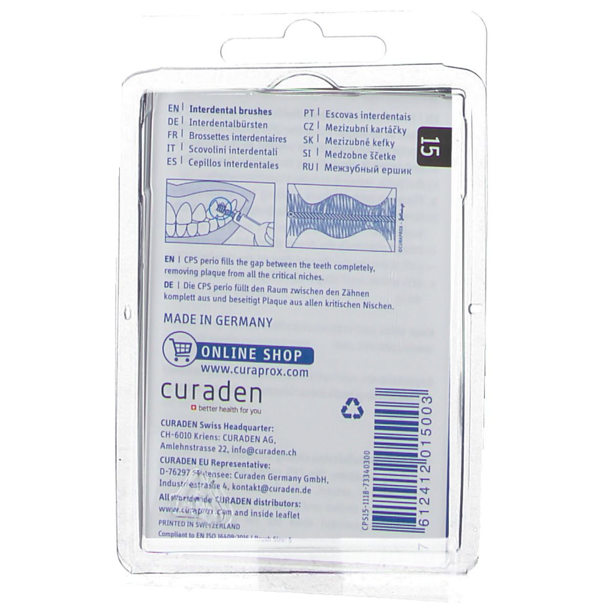 Curaprox® Brosses interdentaires CPS 15 regular 1,8 - 5,0 mm conique