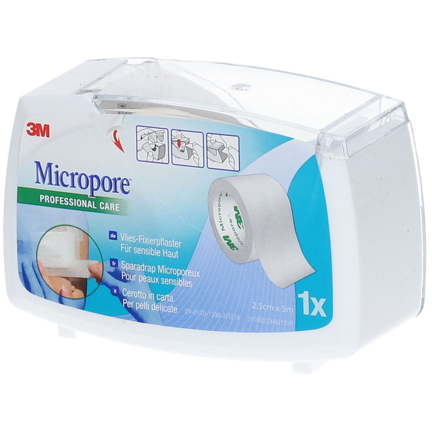 3M™ Micropore™ Hypoallergenes Vliespflaster 2,5 cm x 5 m