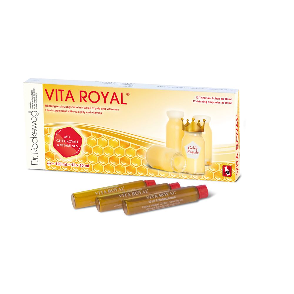 Vita Royal® Trinkampullen-Packung. 12 Trinkampullen, 120 ml. Gelée Royale und Vitamine. Neue verbesserte Rezeptur.