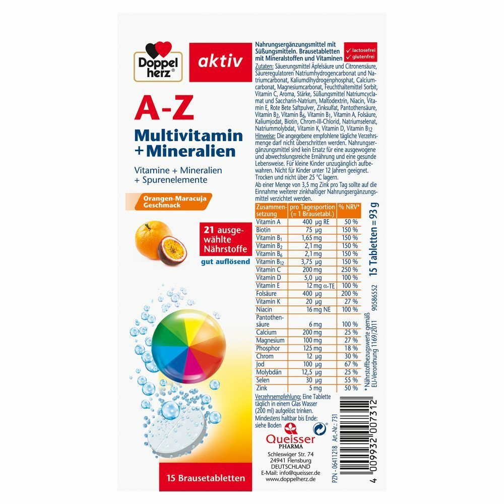 Doppelherz® aktiv A-Z Multivitamine + Mineraux Comprimés effervescents
