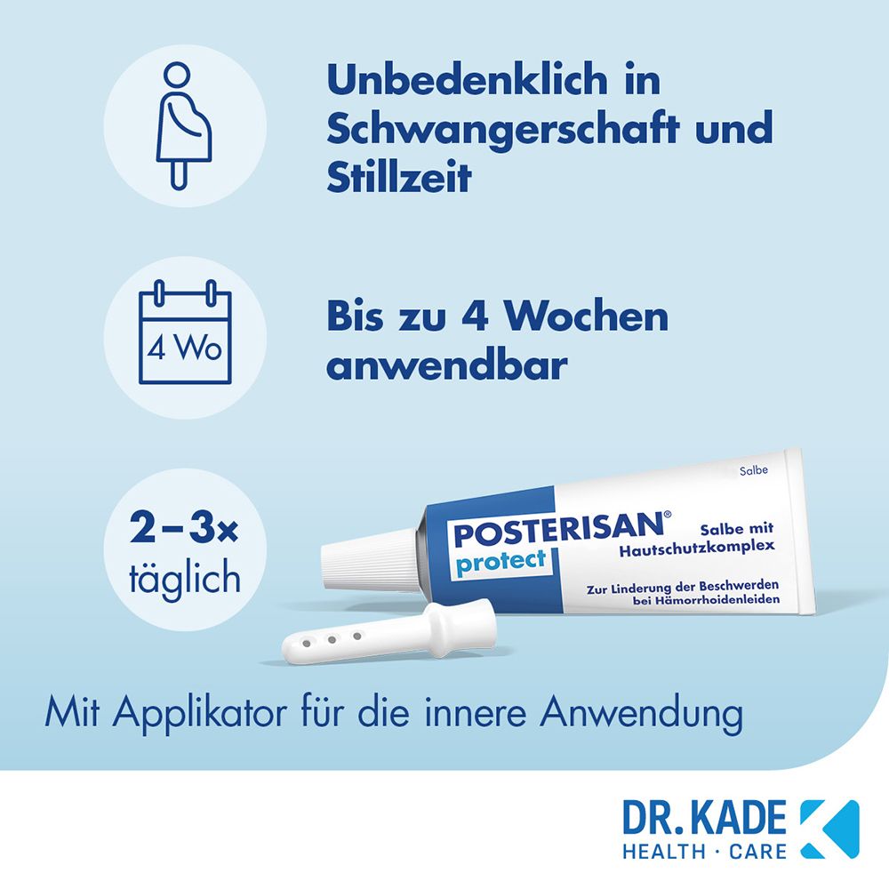 Posterisan protect Salbe: Anwendbar bis 4 Wochen, 2-3x täglich. Mit Applikator.