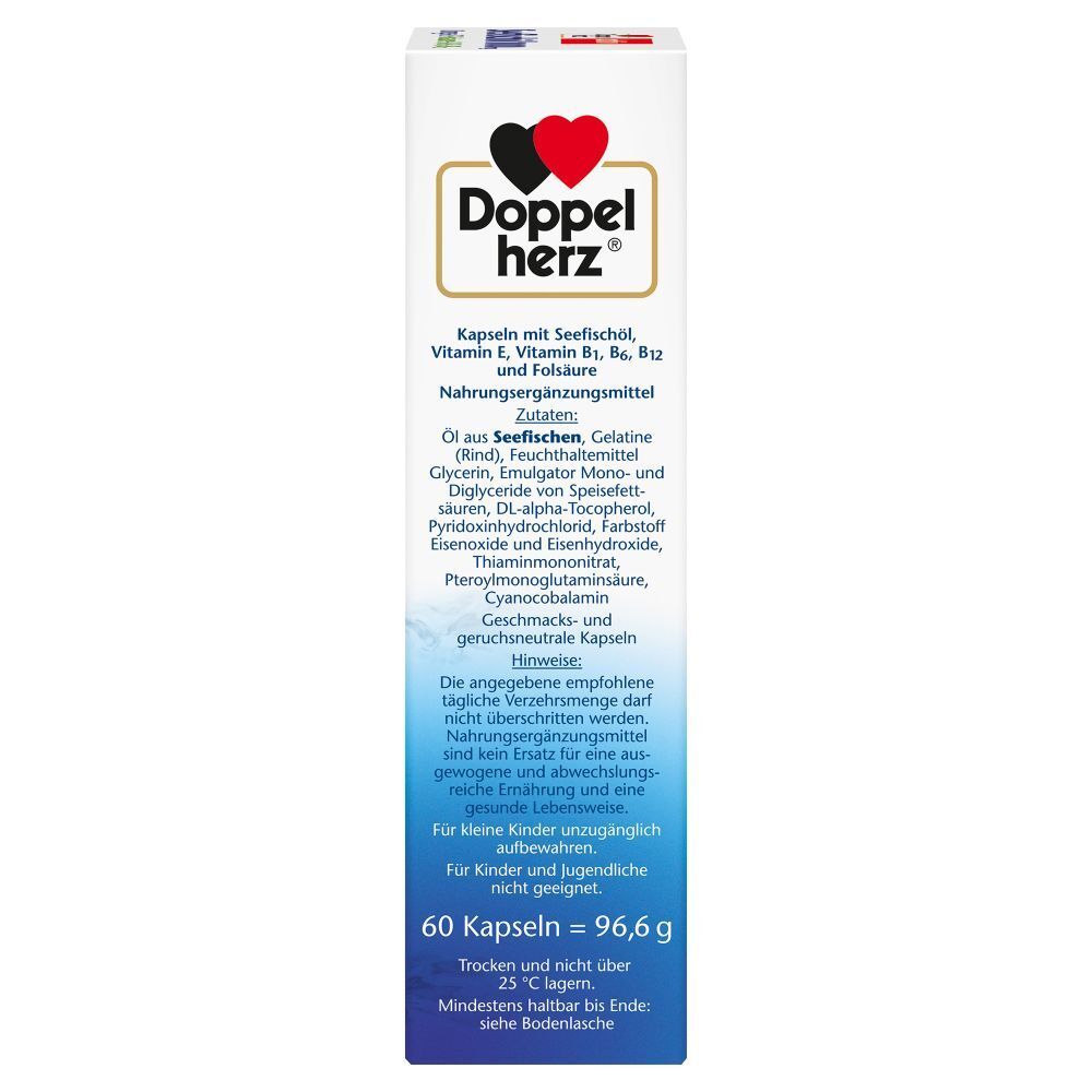 Doppelherz® aktiv Seefischöl Omega-3 1000 mg + Folsäure + B1 + B6 + B12 Kapseln