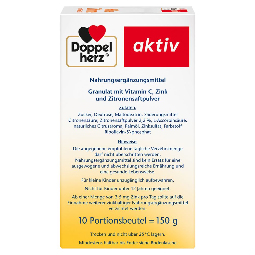 DOPPELHERZ® Citron chaud Vitamine C + Zinc