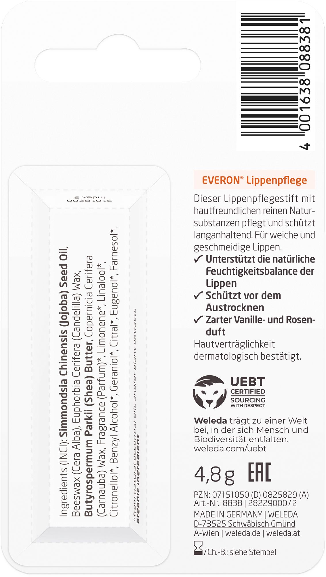 Weleda Everon Lippenpflege - Pflegt und schützt trockene Lippen ganz natürlich