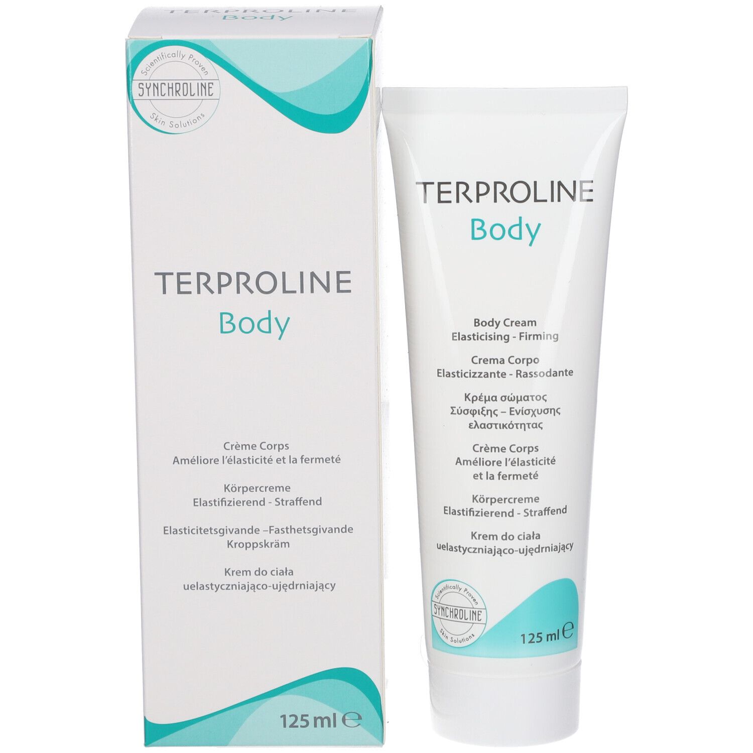 Emballage produit avec tube. "SYNCHROLINE" et "TERPROLINE Body". 125 ml.