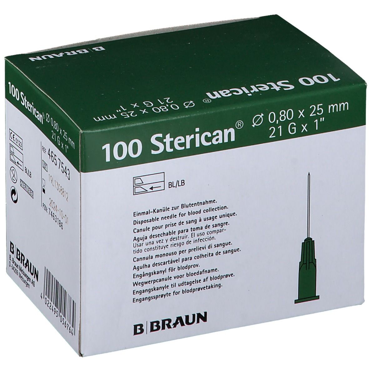 Sterican® Pour la collecte de sang G21 x 1 Zoll 0,8 x 25 mm vert