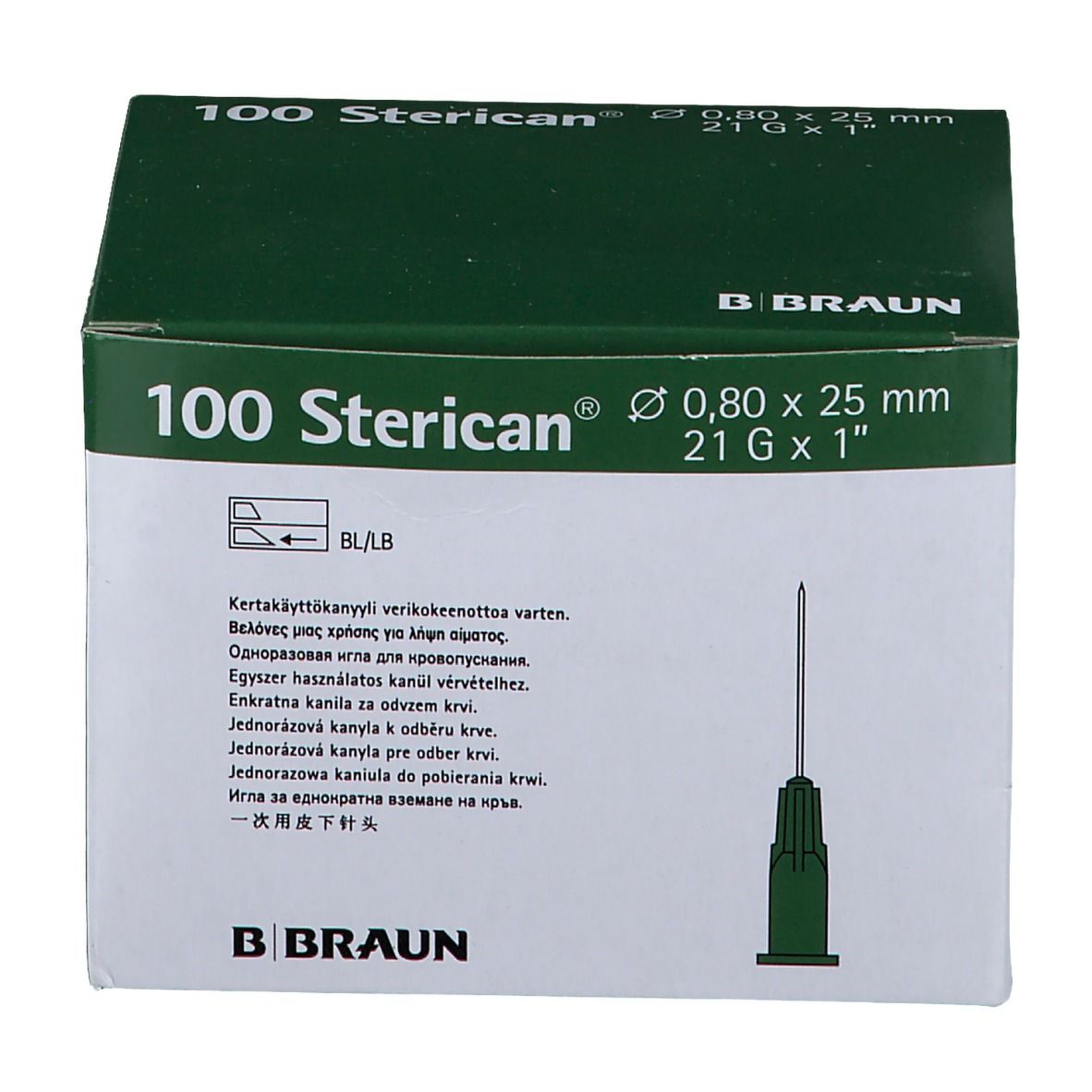 Sterican® Pour la collecte de sang G21 x 1 Zoll 0,8 x 25 mm vert