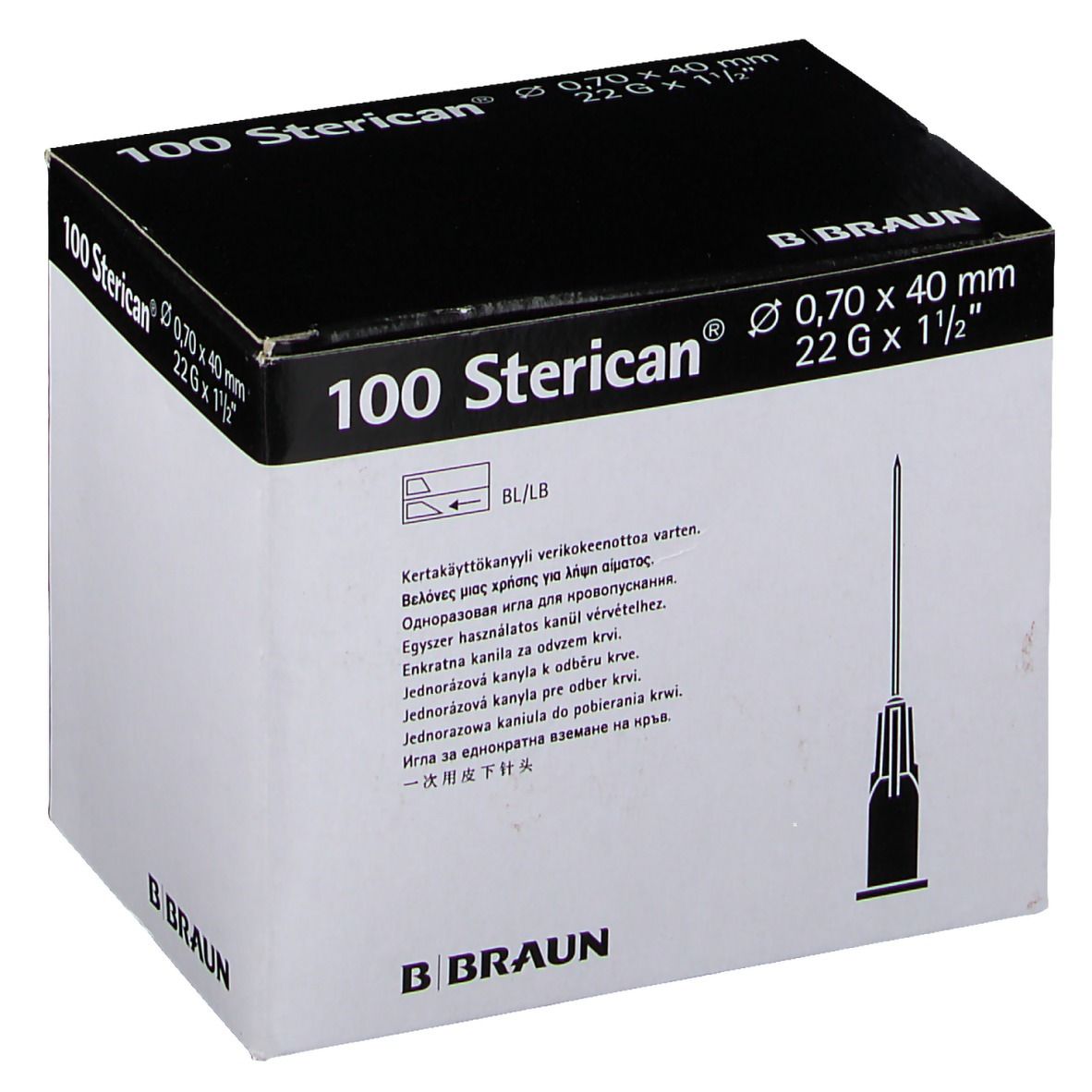 Sterican® pour prélèvement sanguin G22 x 1 1/2 pouce 0,7 x 40 mm noir