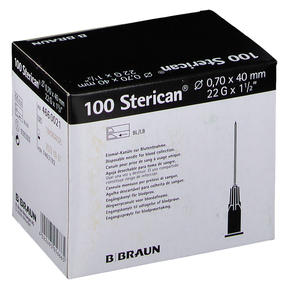 Sterican® pour prélèvement sanguin G22 x 1 1/2 pouce 0,7 x 40 mm noir