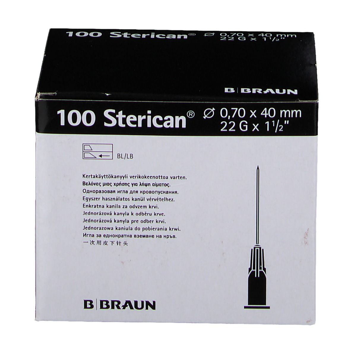 Sterican® pour prélèvement sanguin G22 x 1 1/2 pouce 0,7 x 40 mm noir