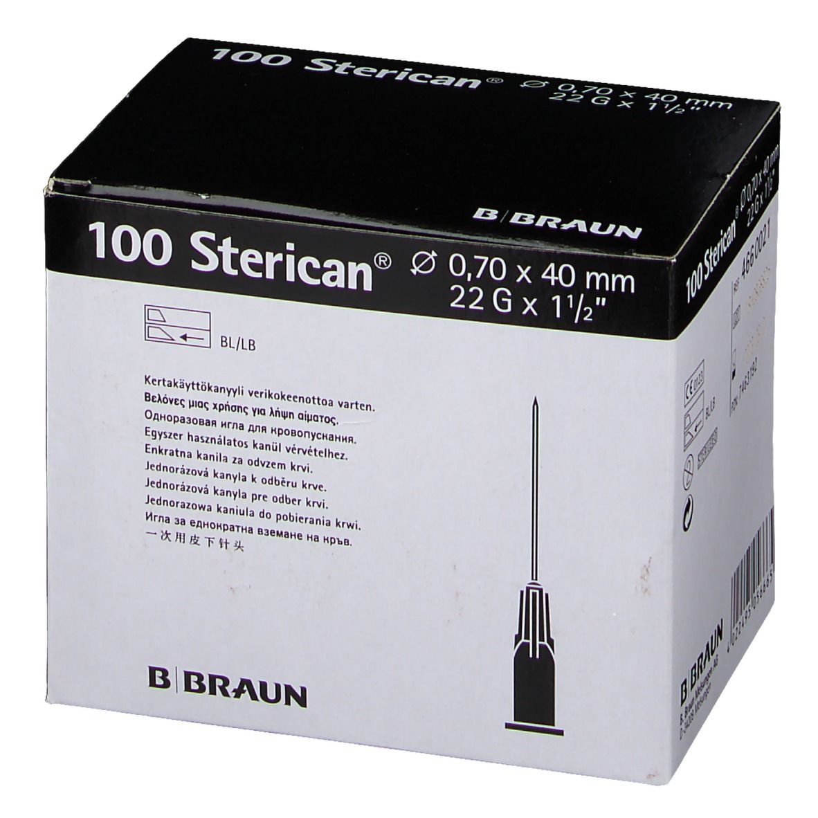 Sterican® pour prélèvement sanguin G22 x 1 1/2 pouce 0,7 x 40 mm noir