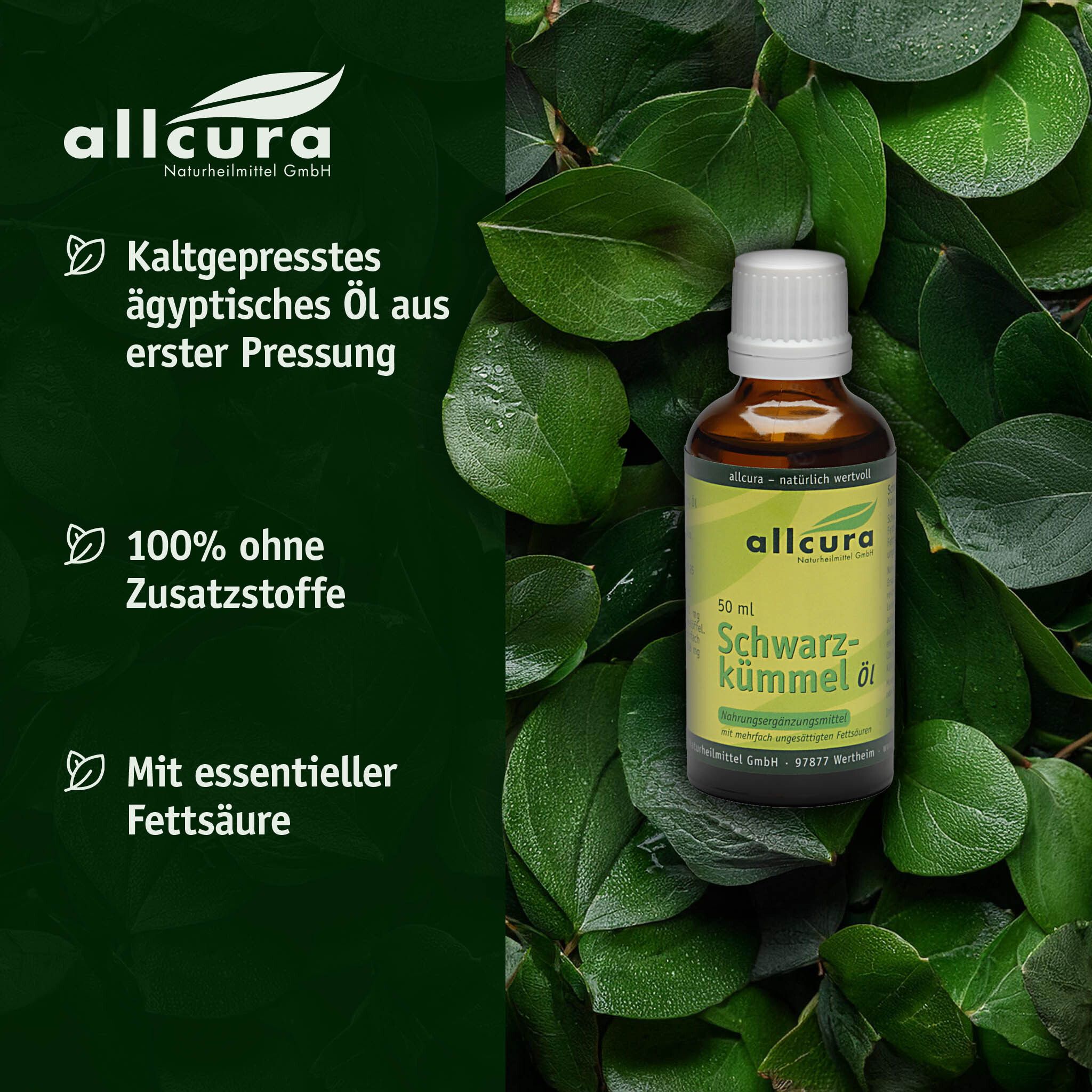 Flacon brun avec bouchon blanc, entouré de feuilles. Texte : huile égyptienne pressée à froid, sans additifs.