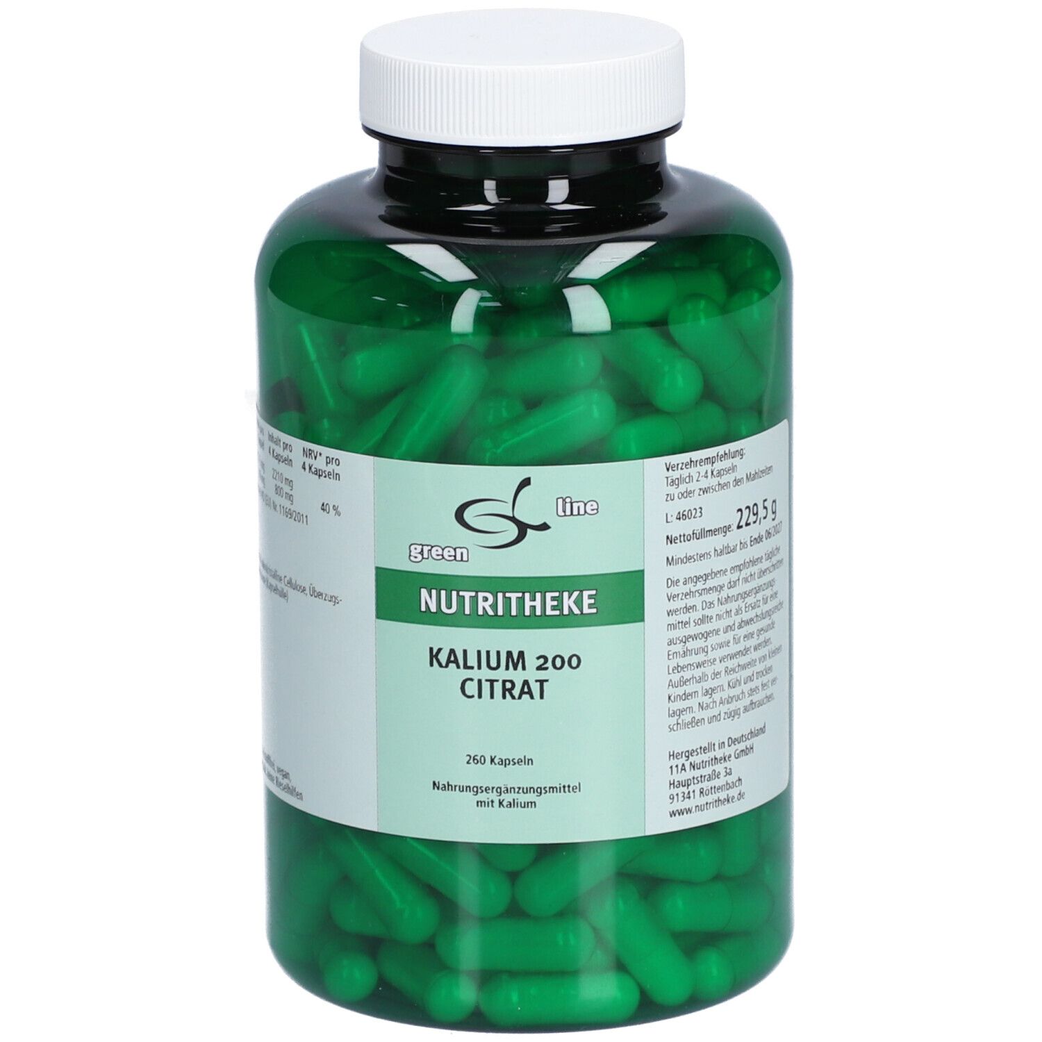 green line NUTRITHEKE Kalium 200 Citrat