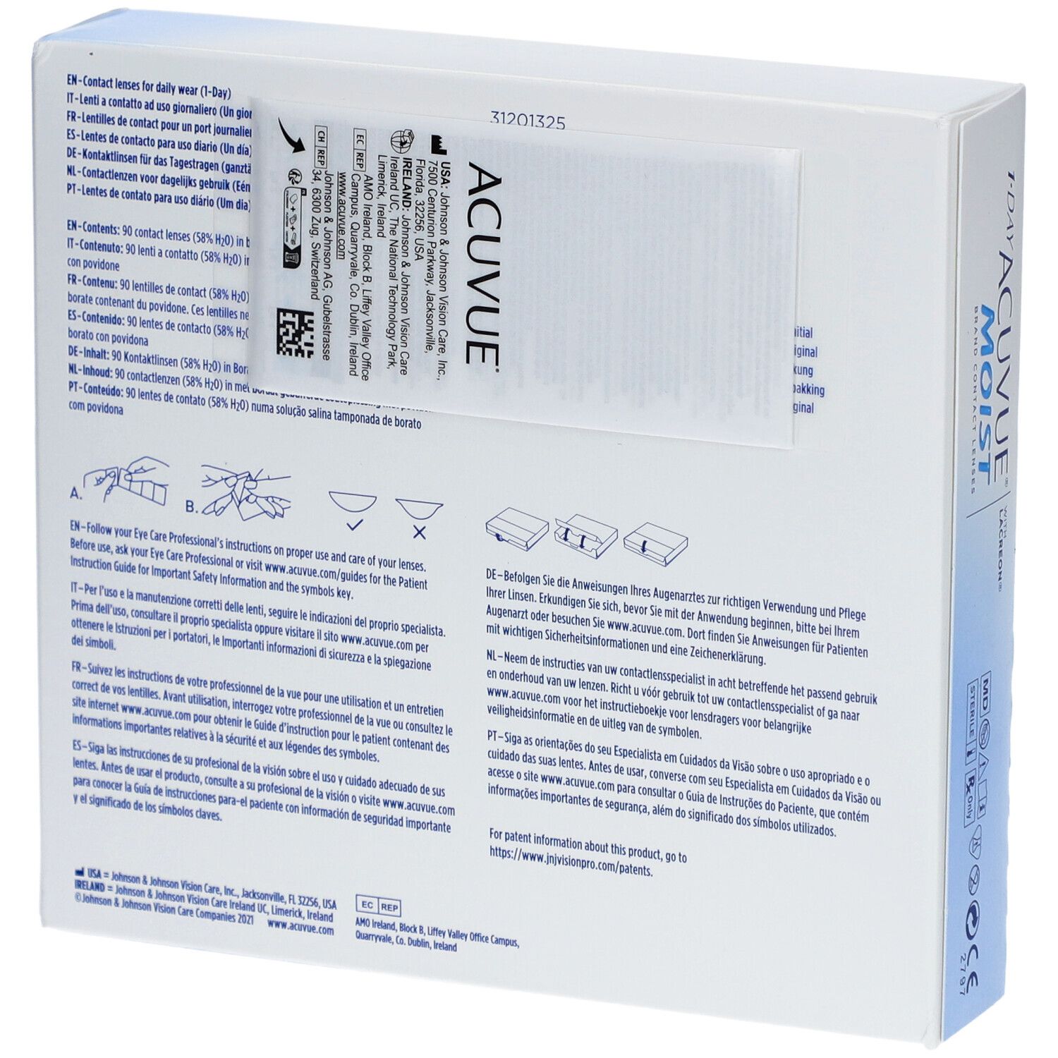 Acuvue® 1-Day Moist mit Lacreon® Basiskurve 8.5 Tageslinse