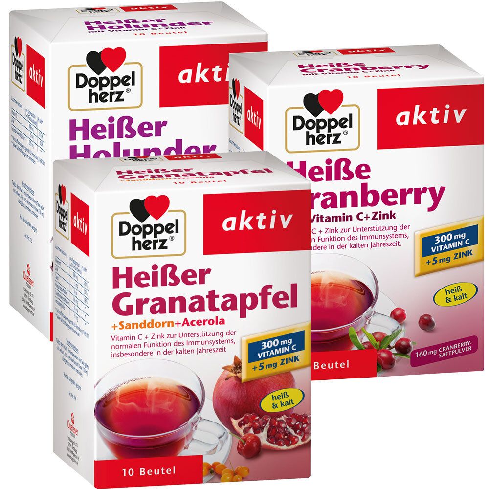 Doppelherz® aktiv Heißes 3er Set Holunder + Cranberry + Granatapfel