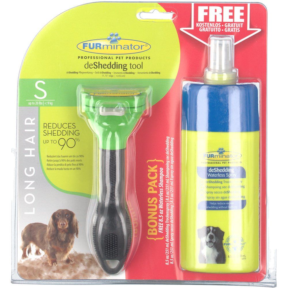 FURminator® deShedding Tool Langhaar für kleine Hunde + deShedding Trockenspray GRATIS