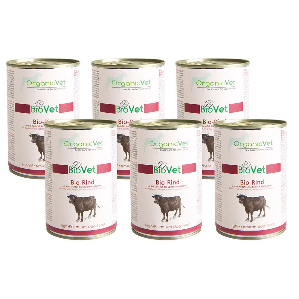 OrganicVet HUND Nassfutter BIOVET Bio-Rind mit Bio-Kartoffel, Bio-Spinat & Bio-Karotte