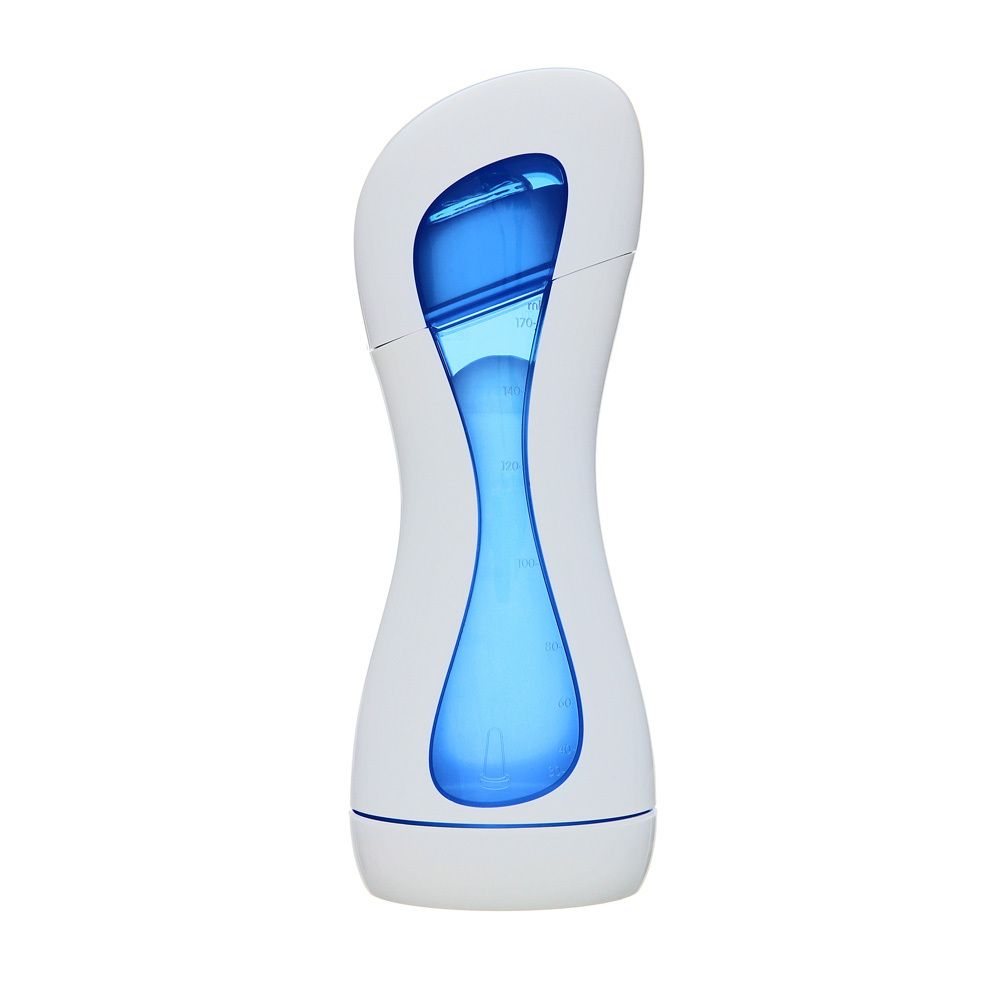 iiamo® go 2-in-1 Babyflasche weiß/blau 180 ml mit Silikonsauger (0m+)