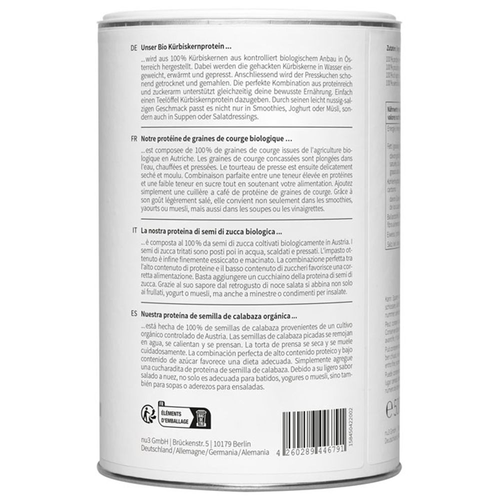 nu3 Protéine de Graines de Courge Bio