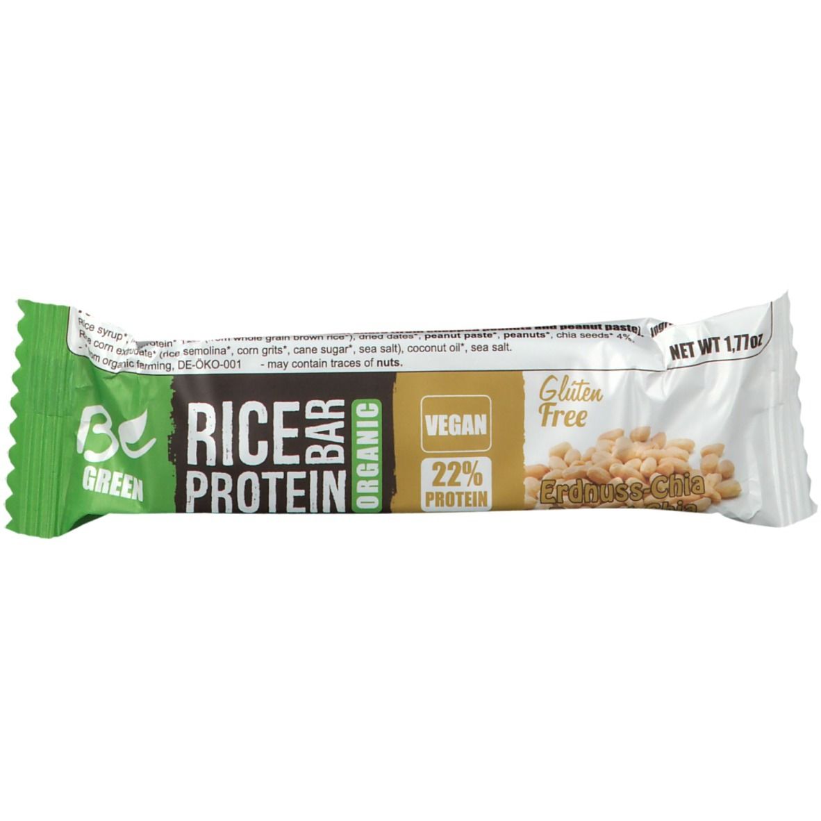 Be Green BIO Barre protéinée, Cacahuète-Chia
